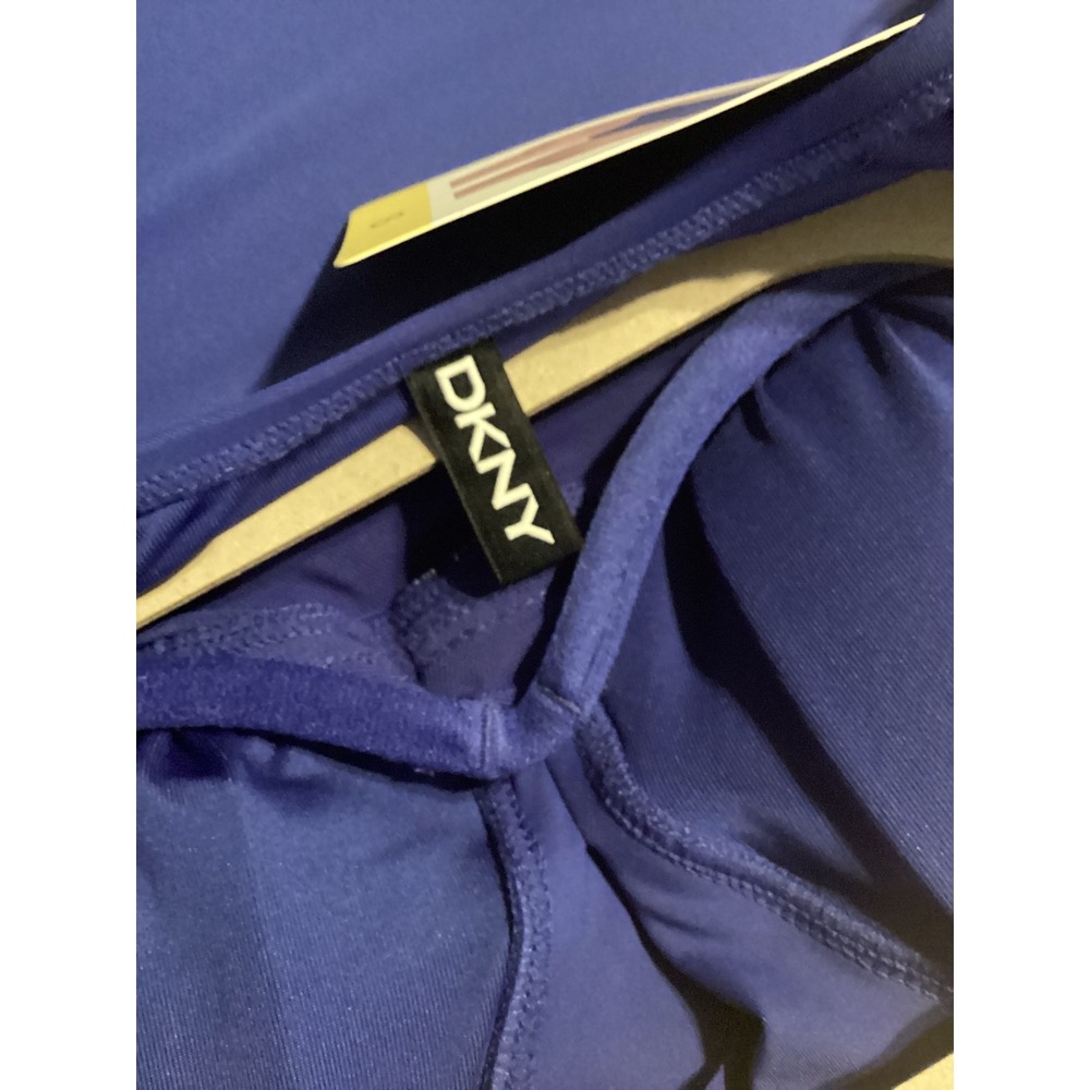 DKNY Womens Ruffle V-Neck Ruched One Piece Swimsuit Blue S 1943727‎ - Picture 5 of 6